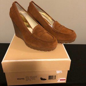 Michael Kors Suede Brown Wedges Loafers Heels